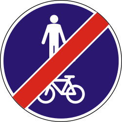 End of the shared path for pedestrians and cyclists - Road Sign