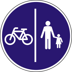 Path for cyclists and pedestrians divided is compulsory - Road Sign