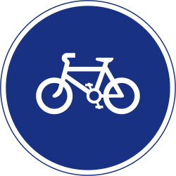 Cyclist must use mandatory path - Road Sign