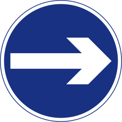 Turning right compulsory - Road Sign