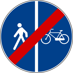 End of the divided path for pedestrians and cyclists - Road Sign