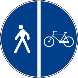 Path for cyclists and pedestrians divided is compulsory - Road Sign