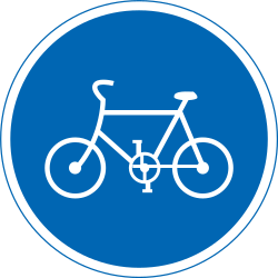 Cyclist must use mandatory path - Road Sign