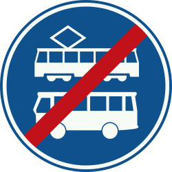 End of the lane for buses and trams - Road Sign