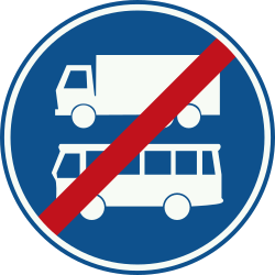 End of the lane for buses and trucks - Road Sign