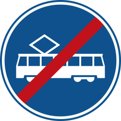 End of the lane for trams - Road Sign