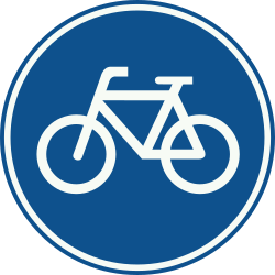 Cyclist must use mandatory path - Road Sign