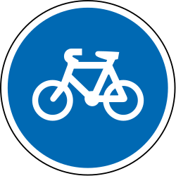 Cyclist must use mandatory path - Road Sign