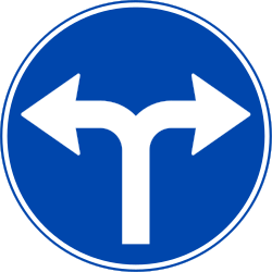 Turning left or right mandatory - Road Sign