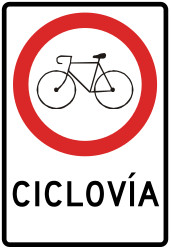 Cyclist must use mandatory path - Road Sign