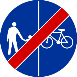 End of the divided path for pedestrians and cyclists - Road Sign