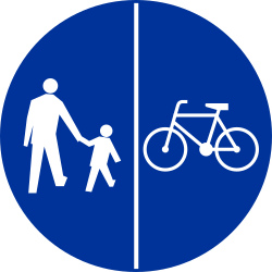 Path for cyclists and pedestrians divided is compulsory - Road Sign