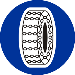 Snow chains mandatory - Road Sign