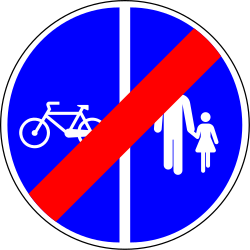 End of the divided path for pedestrians and cyclists - Road Sign