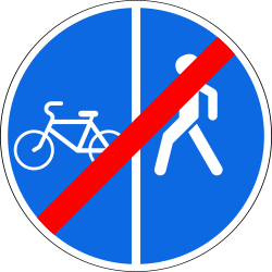 End of the divided path for pedestrians and cyclists - Road Sign