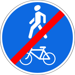 End of the shared path for pedestrians and cyclists - Road Sign
