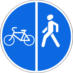 Path for cyclists and pedestrians divided is compulsory - Road Sign