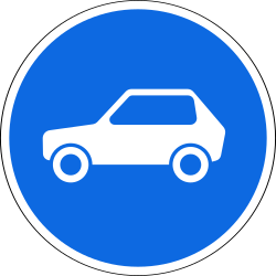 Mandatory lane for cars - Road Sign