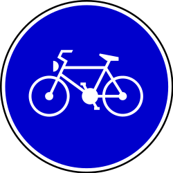 Cyclist must use mandatory path - Road Sign