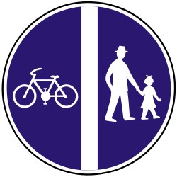 Path for cyclists and pedestrians divided is compulsory - Road Sign
