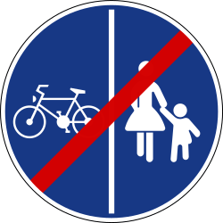 End of the divided path for pedestrians and cyclists - Road Sign