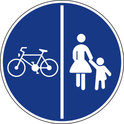 Path for cyclists and pedestrians divided is compulsory - Road Sign