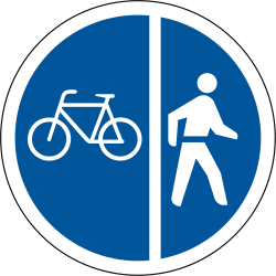 Path for cyclists and pedestrians divided is compulsory - Road Sign