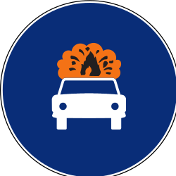 Mandatory lane for vehicles with explosive materials - Road Sign
