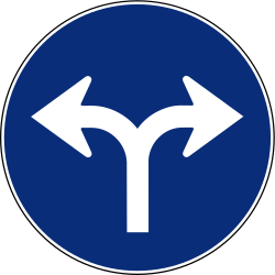 Turning left or right mandatory - Road Sign