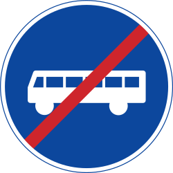 End of the lane for buses - Road Sign