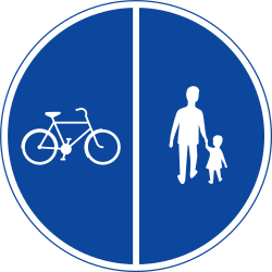 Path for cyclists and pedestrians divided is compulsory - Road Sign