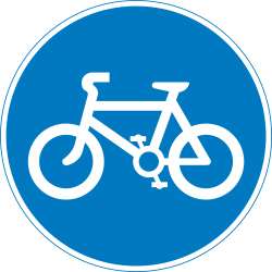 Cyclist must use mandatory path - Road Sign