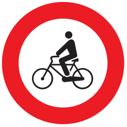 Cyclist must use mandatory path - Road Sign