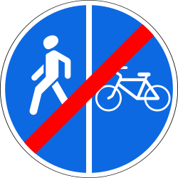 End of the divided path for pedestrians and cyclists - Road Sign
