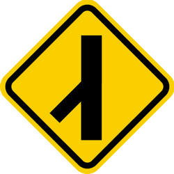 Warning for an uncontrolled crossroad with a sharp road from the left - Road Sign