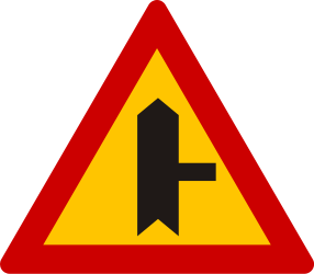 Side road on the right warning - Road Sign