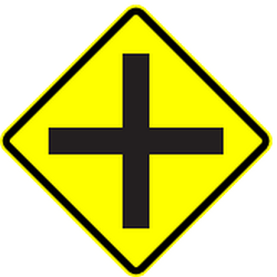 Uncontrolled crossroad ahead - Road Sign