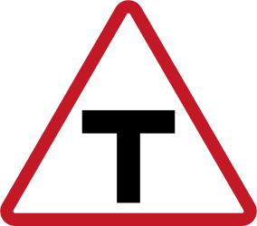 Warning for an uncontrolled T-crossroad - Road Sign