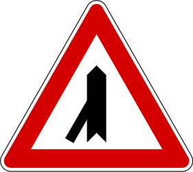 Crossroad with sharp side road on left side - Road Sign