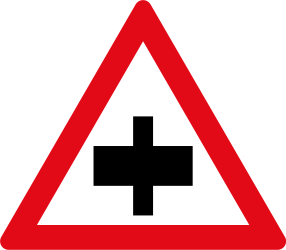 Warning for a crossroad, give way to all drivers - Road Sign
