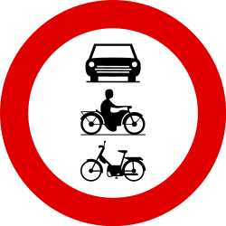 Mopeds, motorcycles and cars prohibited - Road Sign