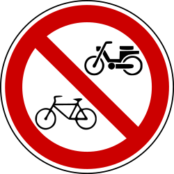 Cyclists and mopeds prohibited - Road Sign