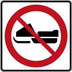 Snowmobiles prohibited - Road Sign