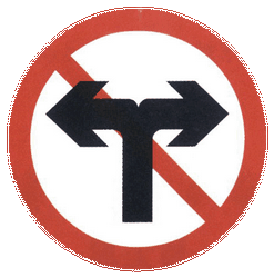 Turning left or right prohibited - Road Sign