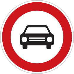 Vehicles - Cars prohibited - Road Sign