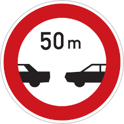 Leaving less distance than indicated prohibited - Road Sign