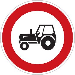Tractors prohibited - Road Sign