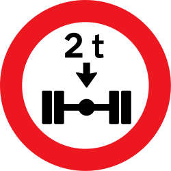 Vehicles where  axle weight heavier than indicated prohibited - Road Sign