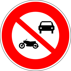 Motorcycles and cars prohibited - Road Sign