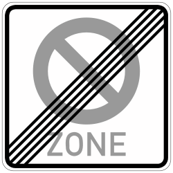 End of the zone where parking is prohibited - Road Sign